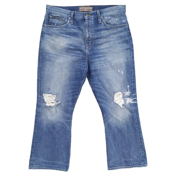 Point Sur Denim Stevie X Rocker Jeans Womens Blue Button Fly Light Destroy Sz 32 - Picture 1 of 15